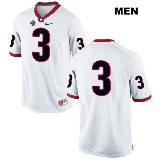 Men's Georgia Bulldogs NCAA #3 Zamir White Nike Stitched White Authentic No Name College Football Jersey QXN0454DY